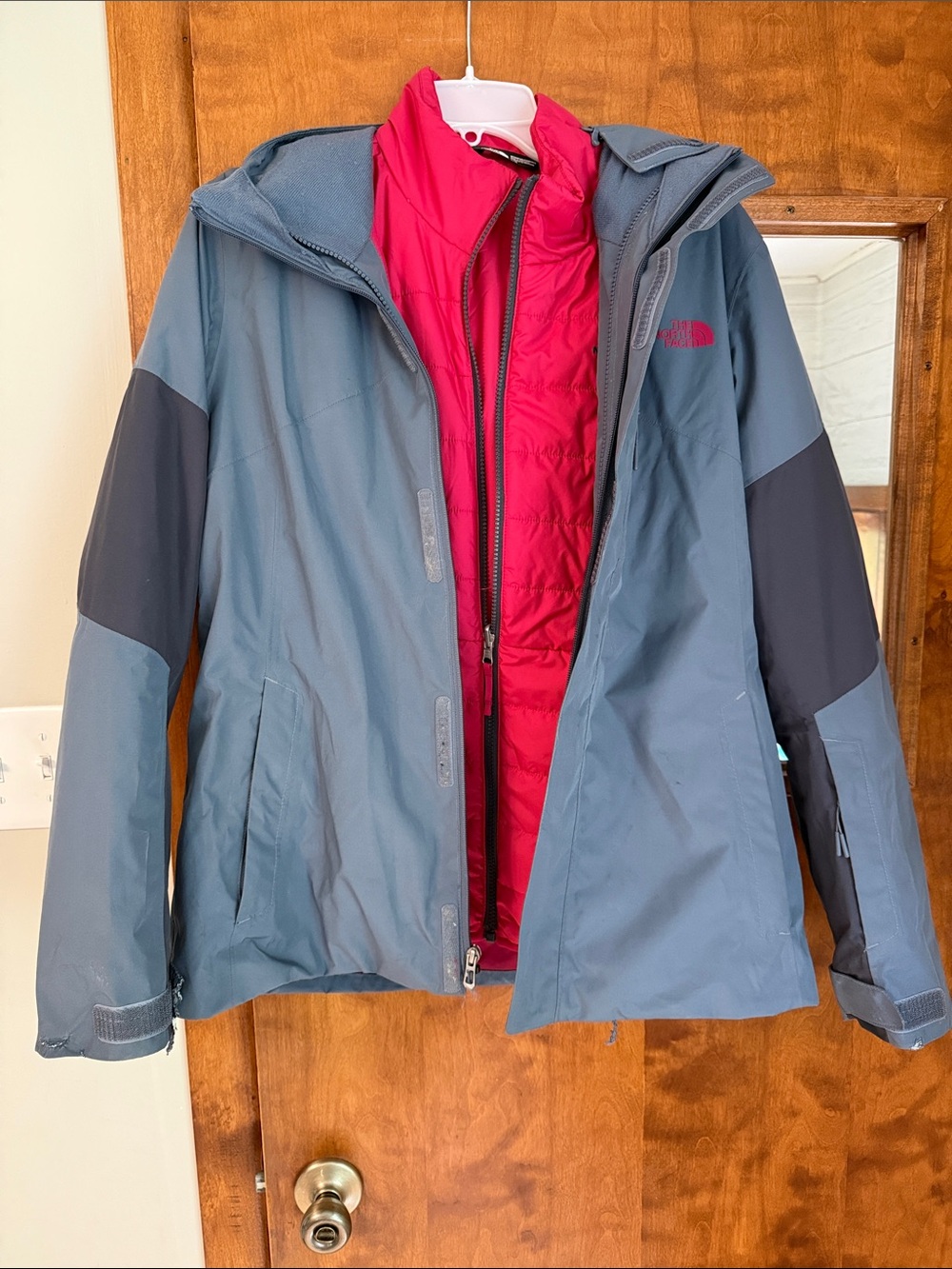 The North Face Women's 2-in-1 Jacket in Teal Blue & Raspberry